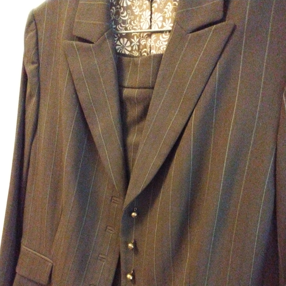 Women's Suit - brown, pinstripes